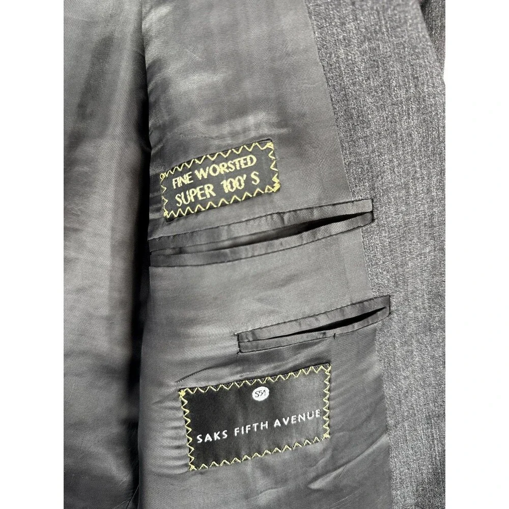Ermenegildo Zegna Mens Blazer Jacket 56R Gray Super 100s Wool Luxury